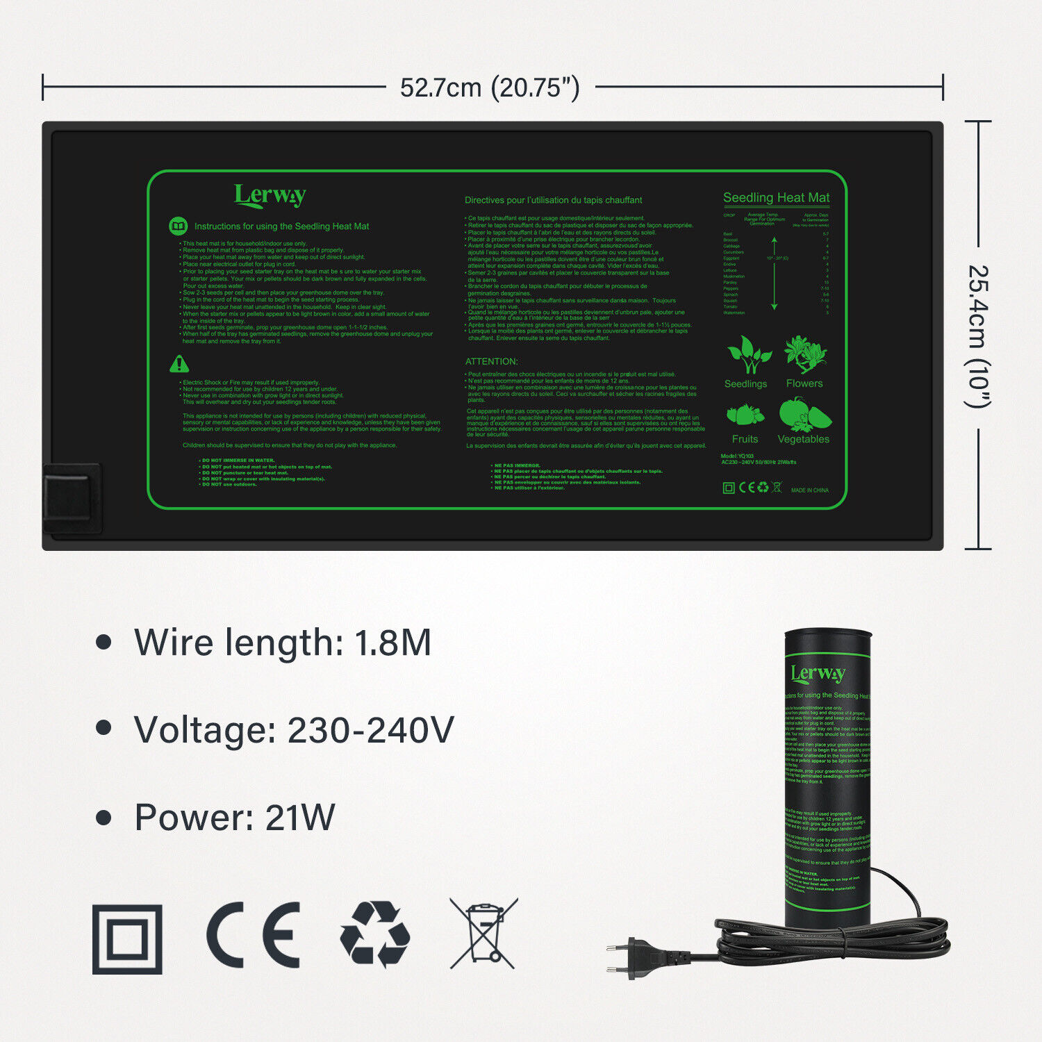 LERWAY 21W Seedling Heating Ma - Seedling Heat Mat recension och pris