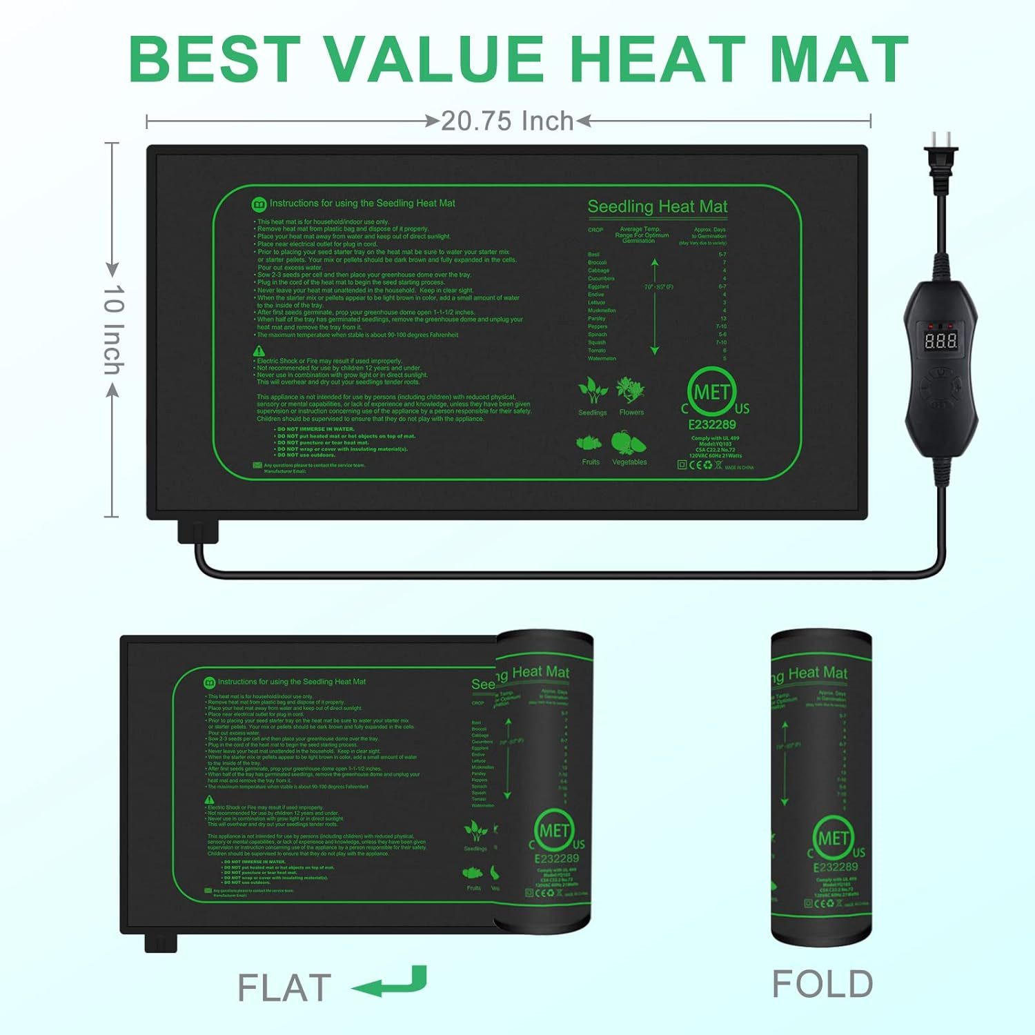 Seedling Heat Mat With Digital - Seedling Heat Mat recension och pris