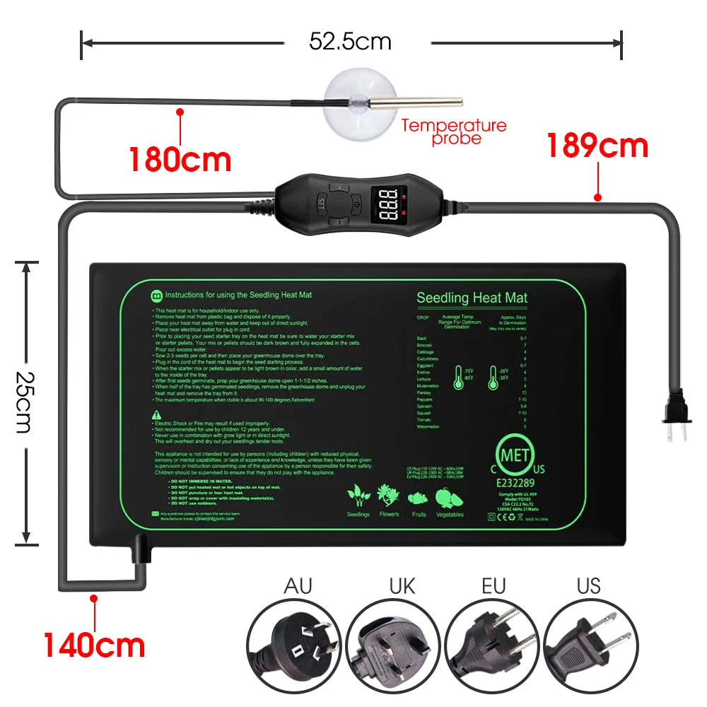 50W EU-US/UK/AU Adjustable The - Seedling Heat Mat recension och pris